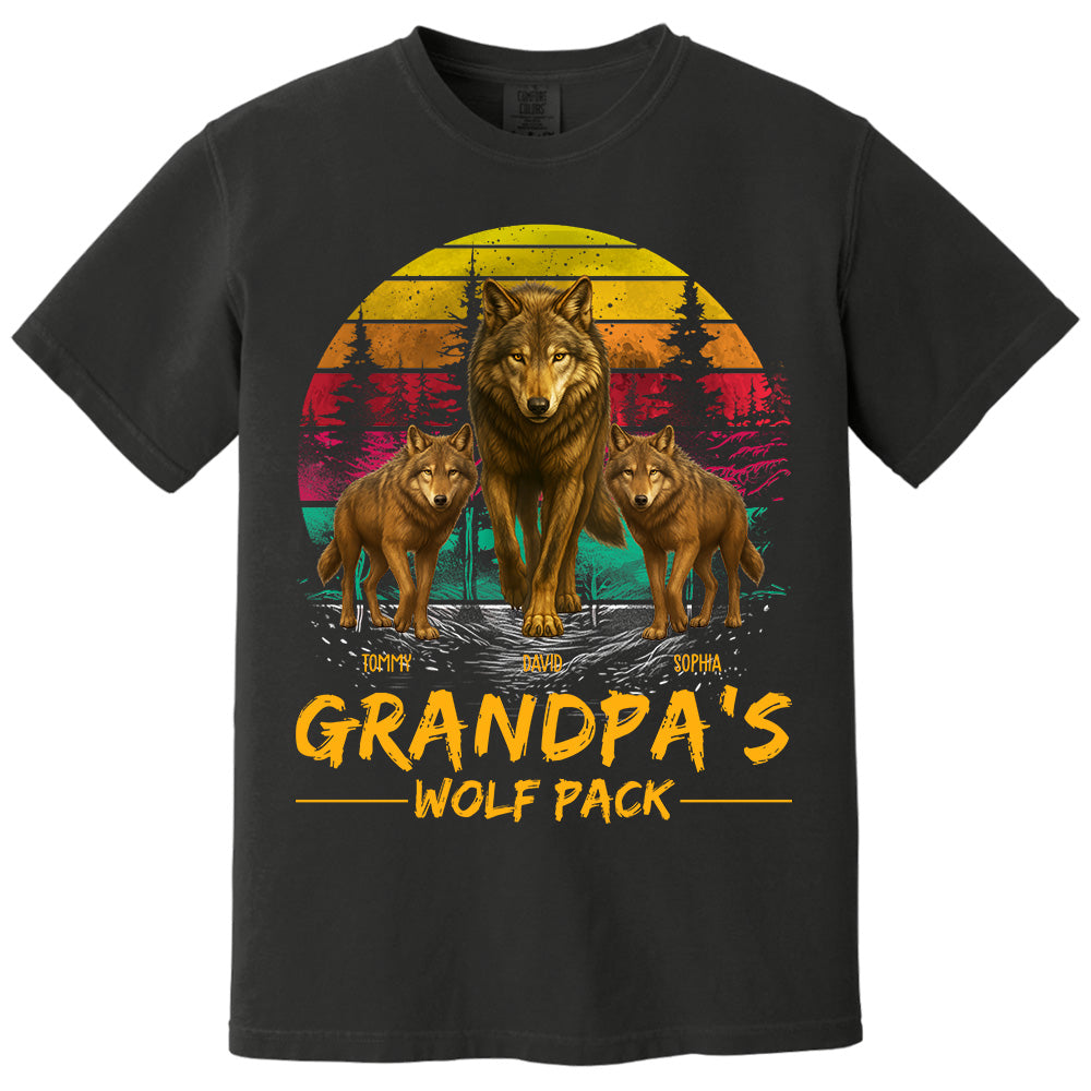 Grandpa Wolf Pack Personalized Vintage Shirt For Grandpa Pt99
