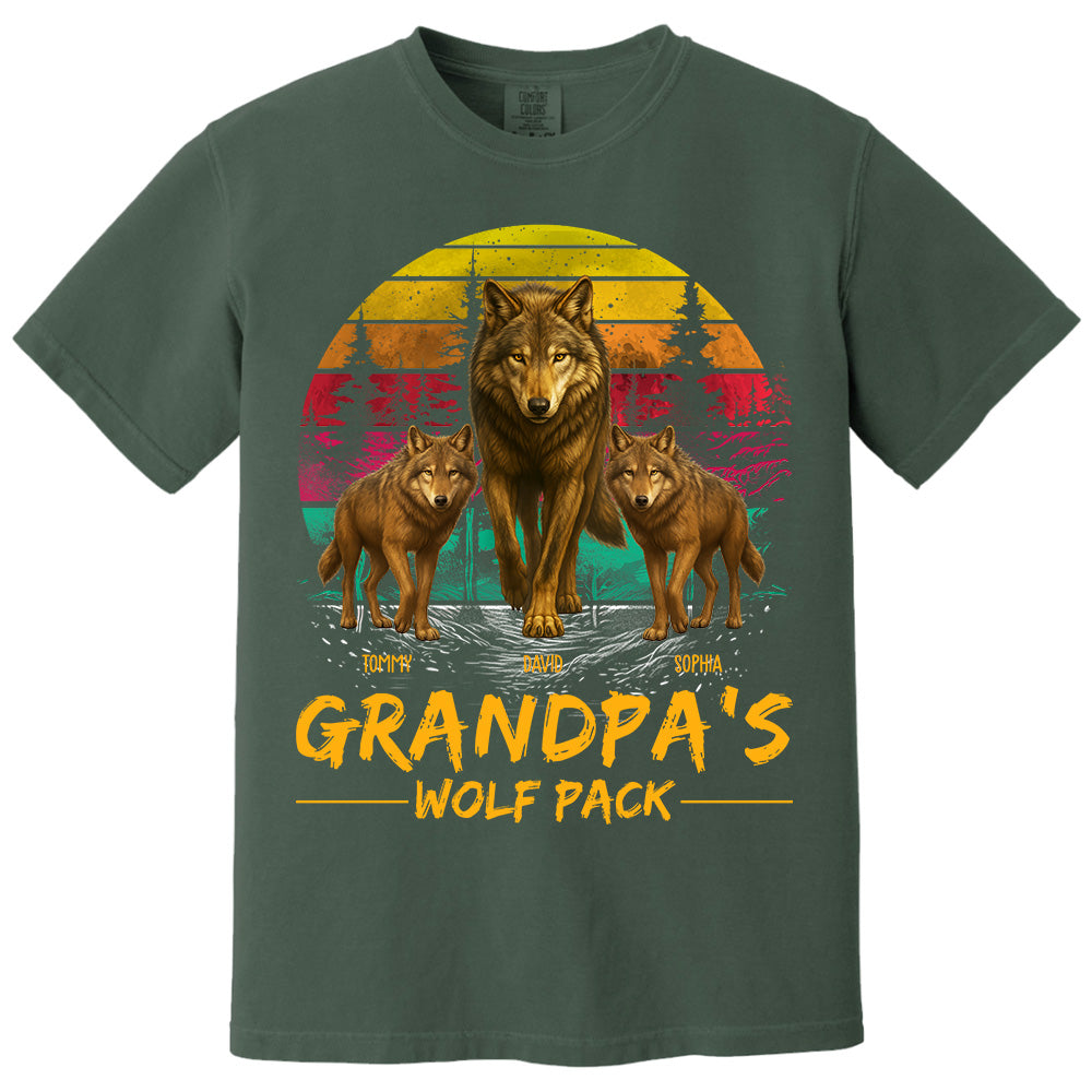 Grandpa Wolf Pack Personalized Vintage Shirt For Grandpa Pt99