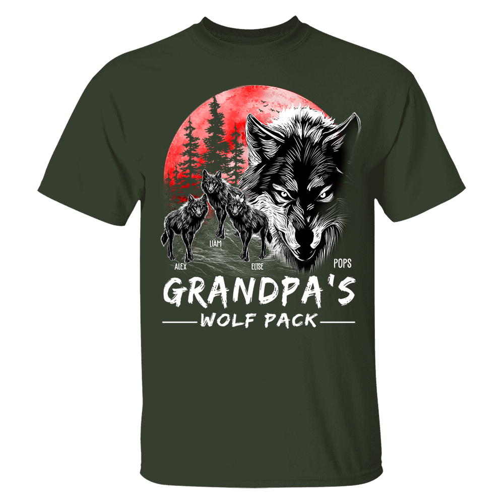 Grandpa Wolf Pack Personalized Shirt - Perfect Father's Day Gift for Dad Pa00