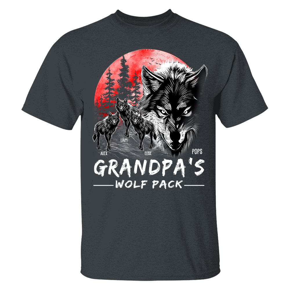 Grandpa Wolf Pack Personalized Shirt - Perfect Father's Day Gift for Dad Pa00