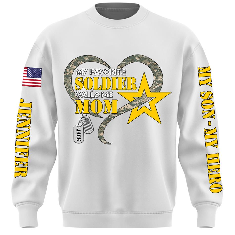 My Favorite Soldier Calls Me Mom Heart Camouflage My Son My Hero Custom Shirt For Proud Military Mom Grandma Sister H2511 Trna