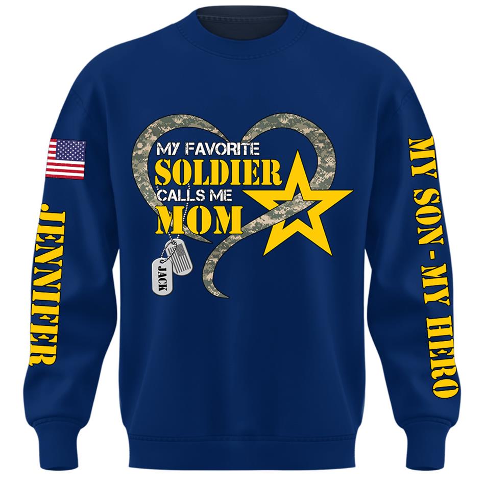 My Favorite Soldier Calls Me Mom Heart Camouflage My Son My Hero Custom Shirt For Proud Military Mom Grandma Sister H2511 Trna