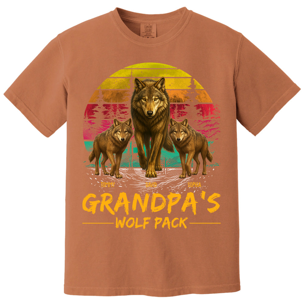 Grandpa Wolf Pack Personalized Vintage Shirt For Grandpa Pt99