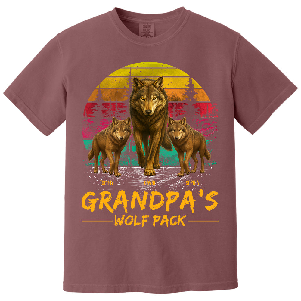 Grandpa Wolf Pack Personalized Vintage Shirt For Grandpa Pt99