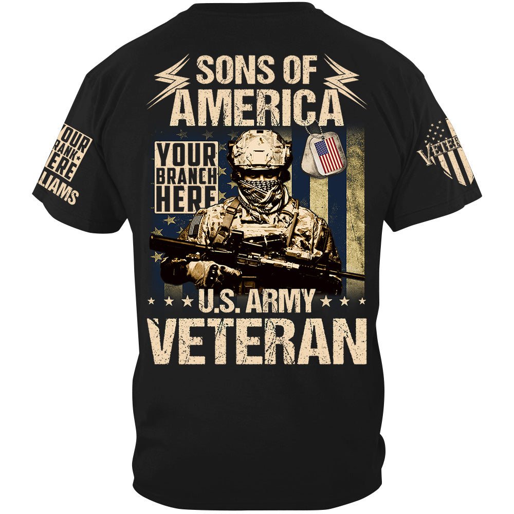Sons Of America US Veteran Custom All Branches Shirt For Veteran Dad Grandpa H2511