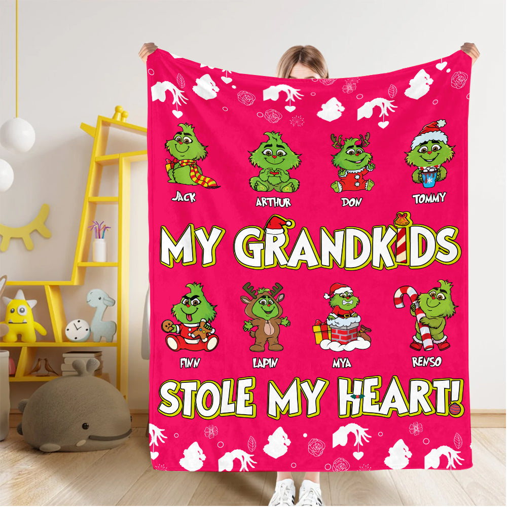 Personalized My Grandkids Stole My Heart Blanket For Grandma - Custom Christmas Blanket Gift Tu20