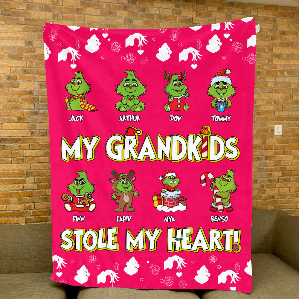 Personalized My Grandkids Stole My Heart Blanket For Grandma - Custom Christmas Blanket Gift Tu20