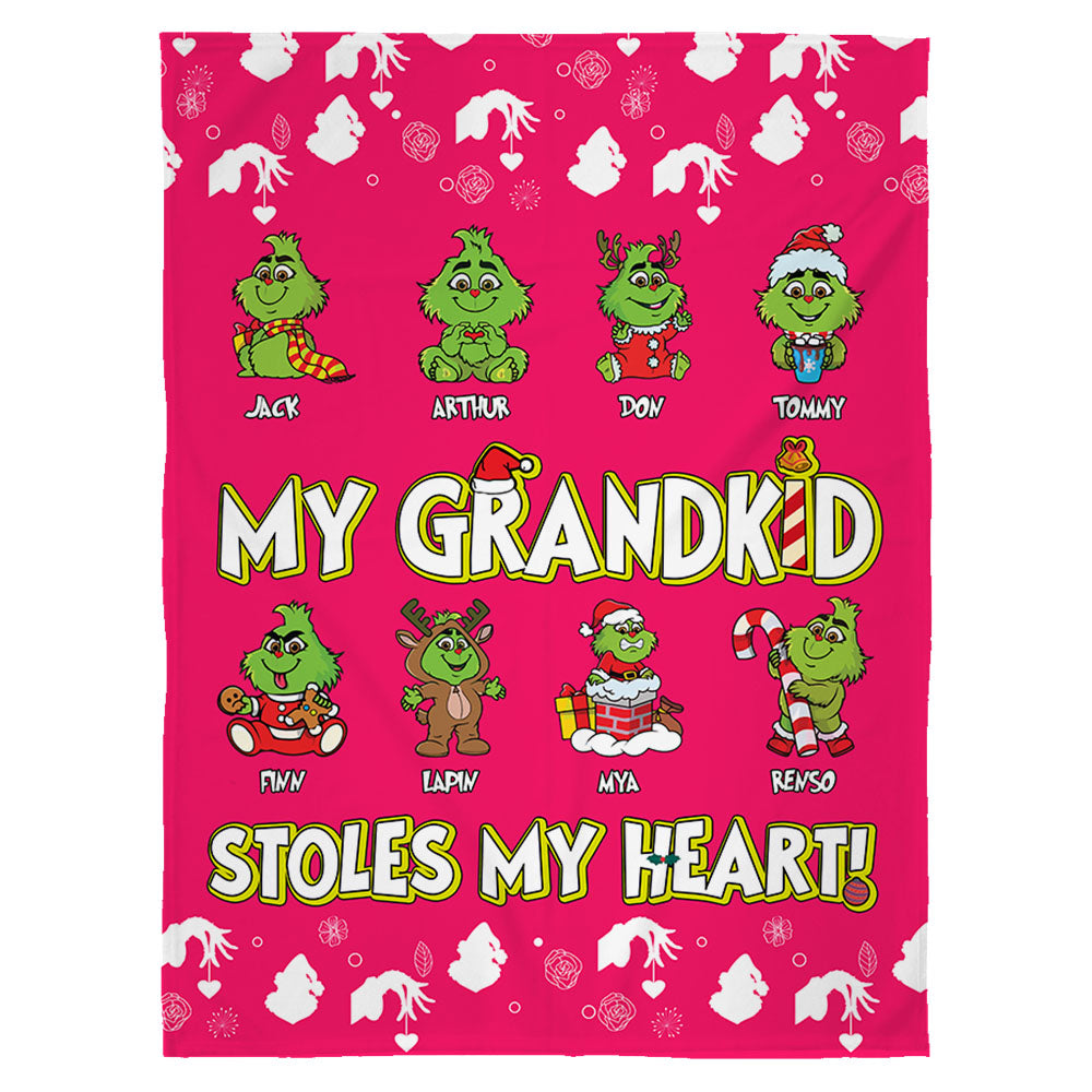Personalized My Grandkids Stole My Heart Blanket For Grandma - Custom Christmas Blanket Gift Tu20