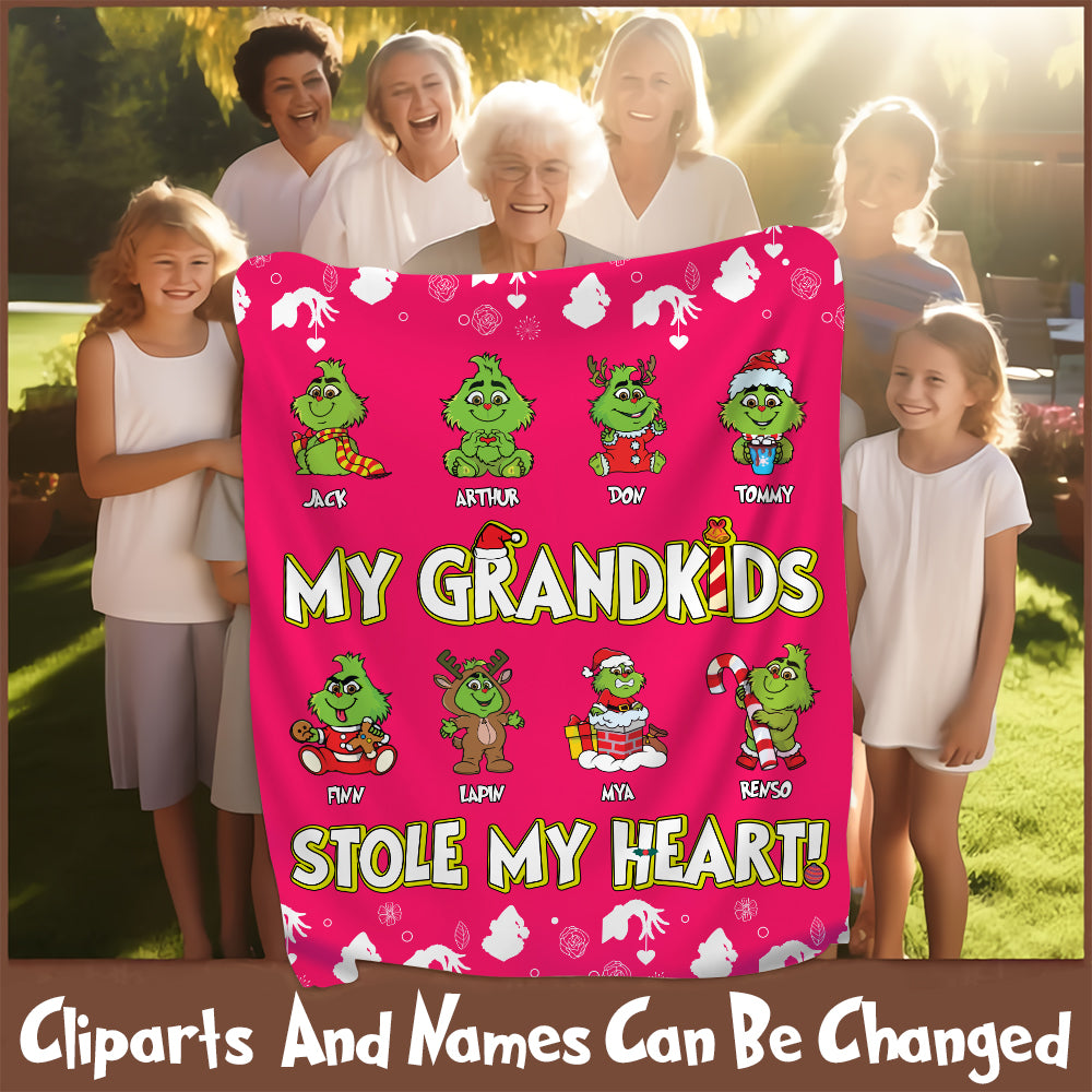 Personalized My Grandkids Stole My Heart Blanket For Grandma - Custom Christmas Blanket Gift Tu20