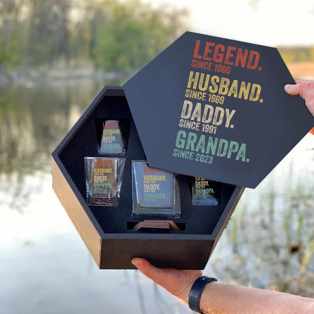 Legend Husband Dad Grandpa Father's Day, Birthday Gift For Dad, Grandpa Decanter Set