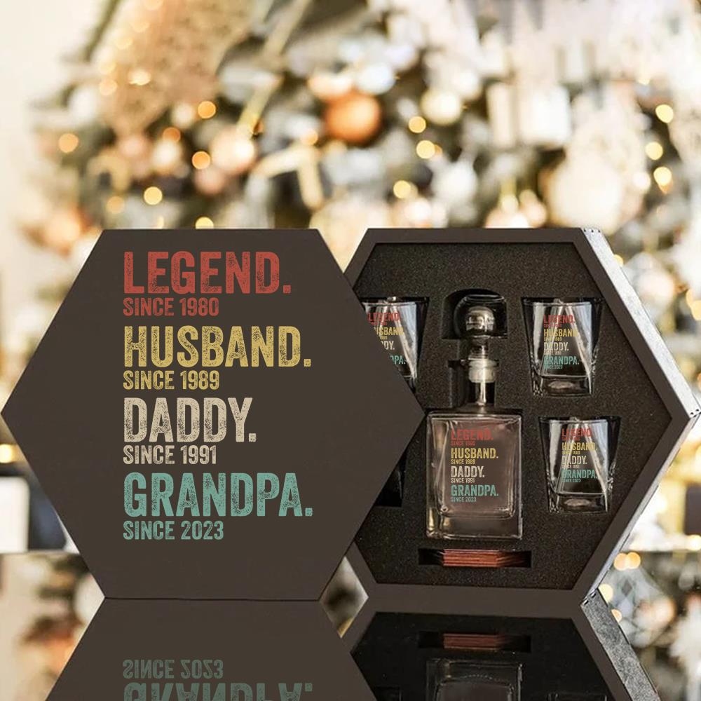 Legend Husband Dad Grandpa Father's Day, Birthday Gift For Dad, Grandpa Decanter Set