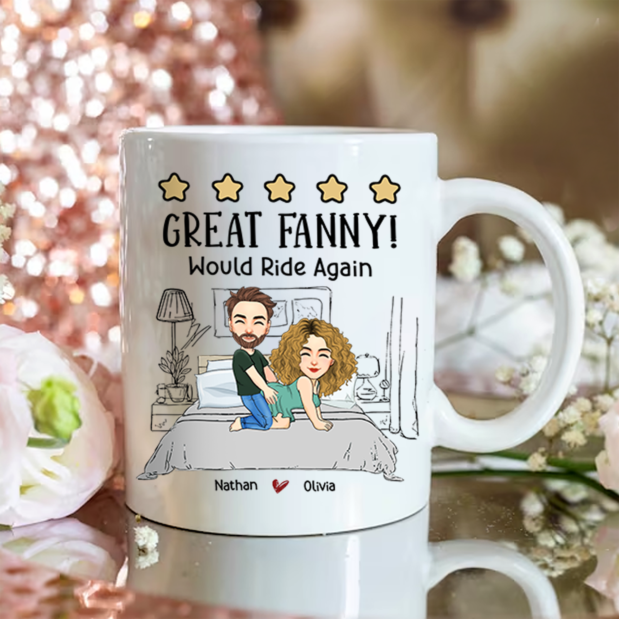 Great Fanny, Would Ride Again, Personalized Couple Mug, Funny Gift For Valentine's Day, Birthday Pa00