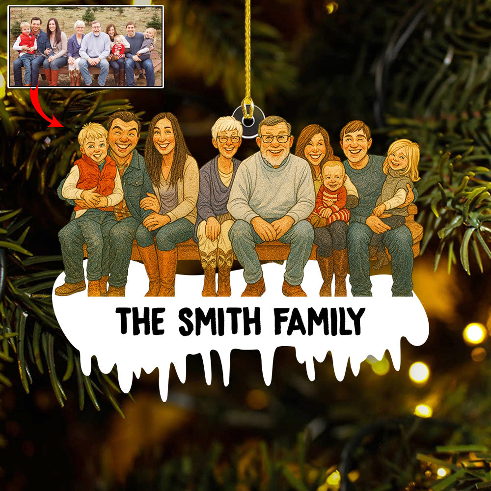 Personalized Funny Comic Style Photo Acrylic Ornametn Gift For Christmas Gift For Family Member Do99