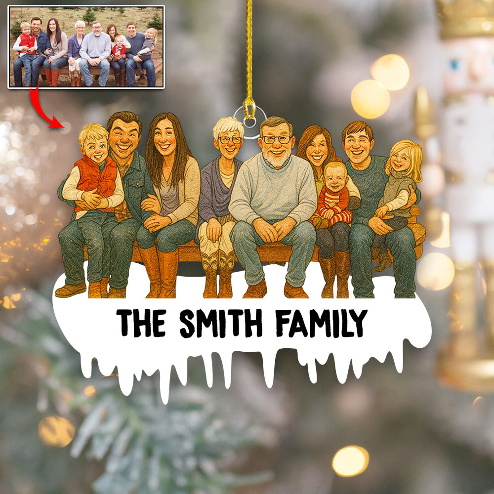 Personalized Funny Comic Style Photo Acrylic Ornametn Gift For Christmas Gift For Family Member Do99