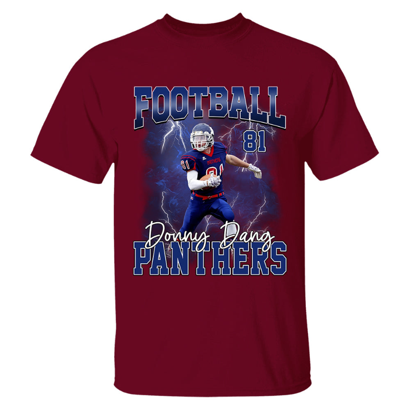 Personalized Football Shirt with Custom Player Photo, Name & Number – Game Day Gift for Football Mom Dad Family