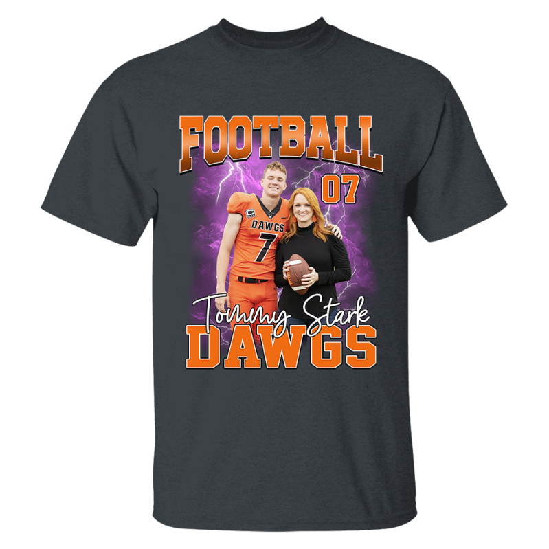 Personalized Football Shirt with Custom Player Photo, Name & Number – Game Day Gift for Football Mom Dad Family