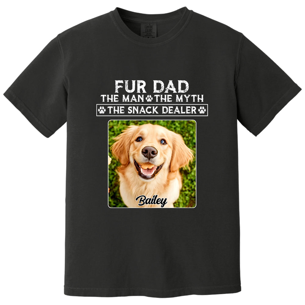 Funny Dog Dad Shirt with Pet Name and Photo Custom Dog Photo Shirt for Daddy, Father's Day Dog Lover Shirt, Snack Dealer Tee for Men Vh01