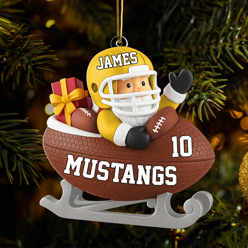 Santa Football Sled Christmas Ornament Persionalized Acrylic Ornament Gift For Sports Fan Gift Tu24