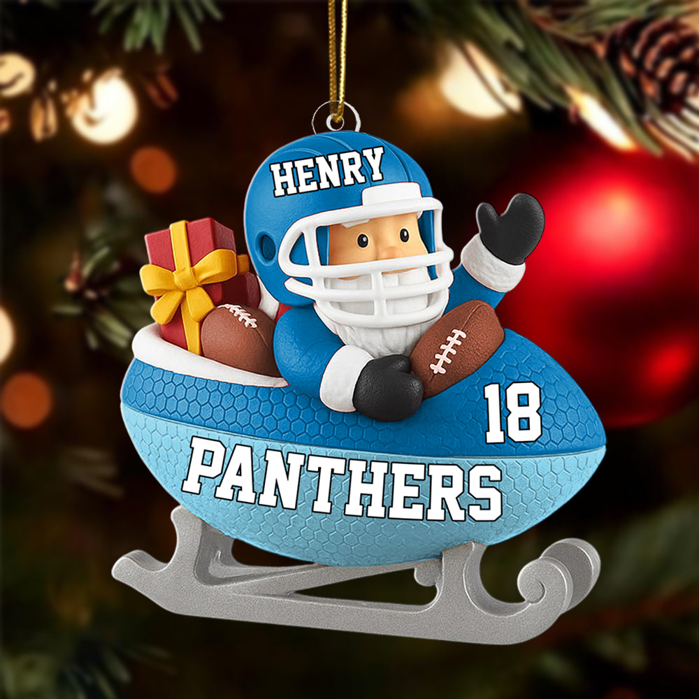 Santa Football Sled Christmas Ornament Persionalized Acrylic Ornament Gift For Sports Fan Gift Tu24