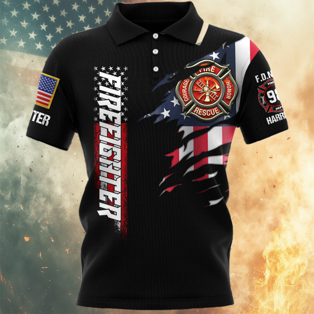 Personalized Firefighter Shirts Custom Name And Department Fireman All Over Print Shirt T1807  Hv01