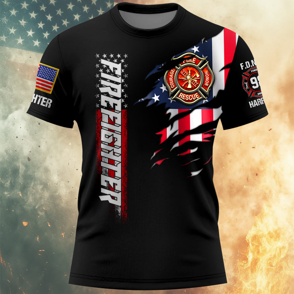 Personalized Firefighter Shirts Custom Name And Department Fireman All Over Print Shirt T1807  Hv01