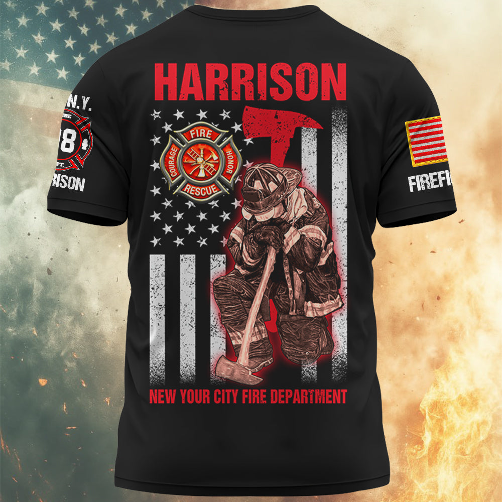 Personalized Firefighter Shirts Custom Name And Department Fireman All Over Print Shirt T1807  Hv01
