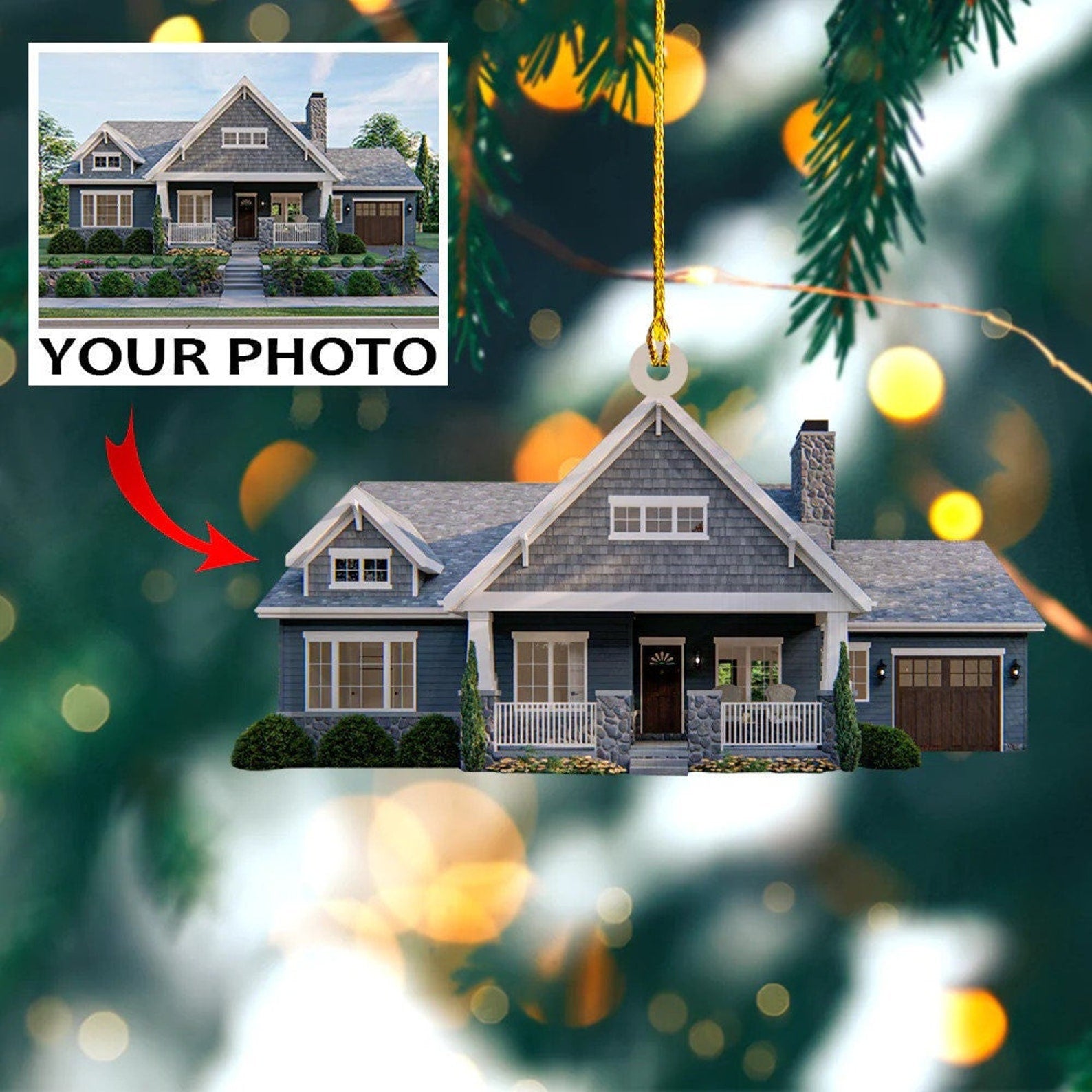 Custom House Photo Ornament, House Photo Ornament, Christmas Ornament, Family Ornament, Christmas Decor, Christmas Gift for Family