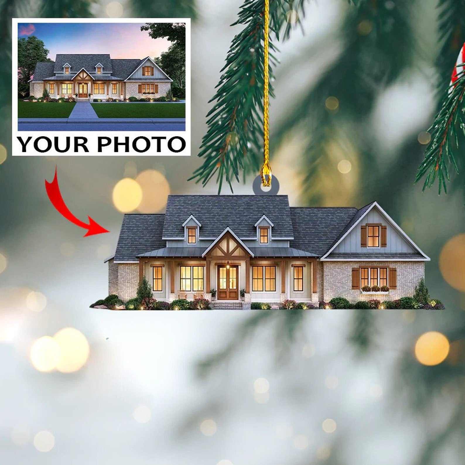 Custom House Photo Ornament, House Photo Ornament, Christmas Ornament, Family Ornament, Christmas Decor, Christmas Gift for Family