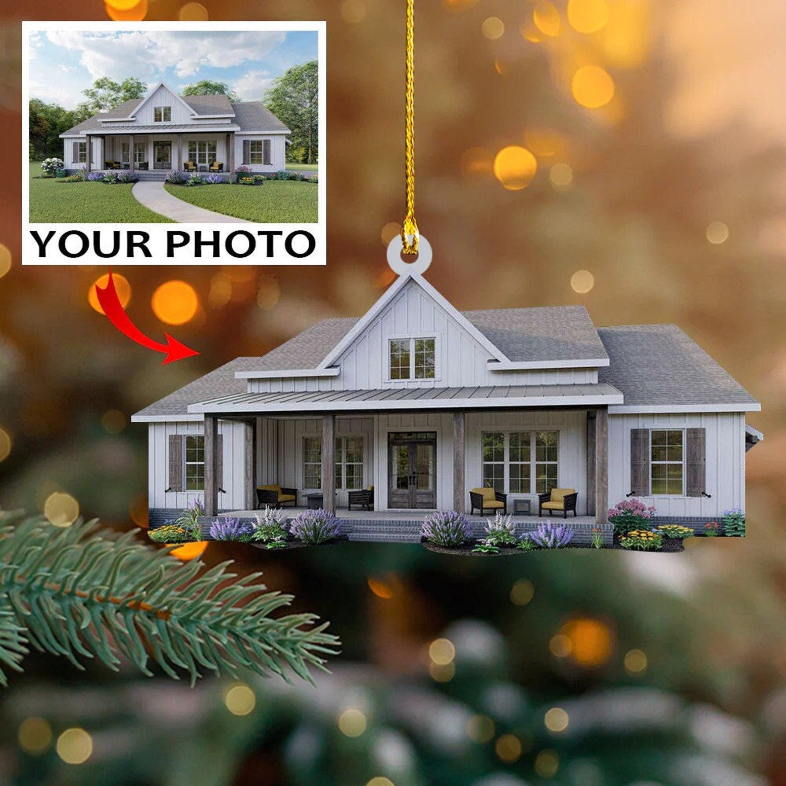 Custom House Photo Ornament, House Photo Ornament, Christmas Ornament, Family Ornament, Christmas Decor, Christmas Gift for Family