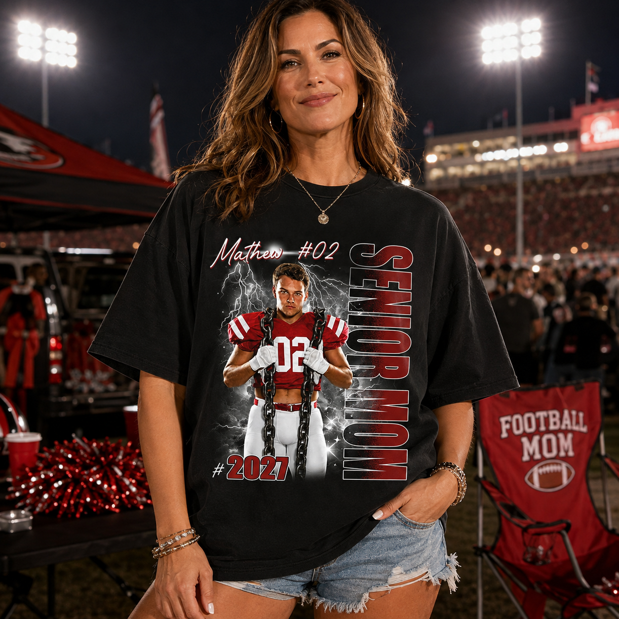 Personalized Senior Mom Shirt, Custom Photo Sports Mom Shirt For Game Day Shirt T1807 T24