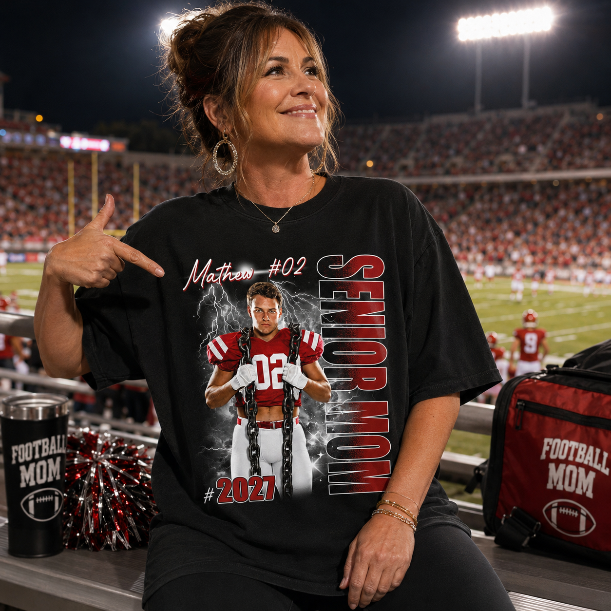 Personalized Senior Mom Shirt, Custom Photo Sports Mom Shirt For Game Day Shirt T1807 T24