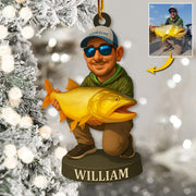 Custom Photo Acrylic Ornament, Personalized Christmas Birthday Fishing, Gifts For Fisherman T1807