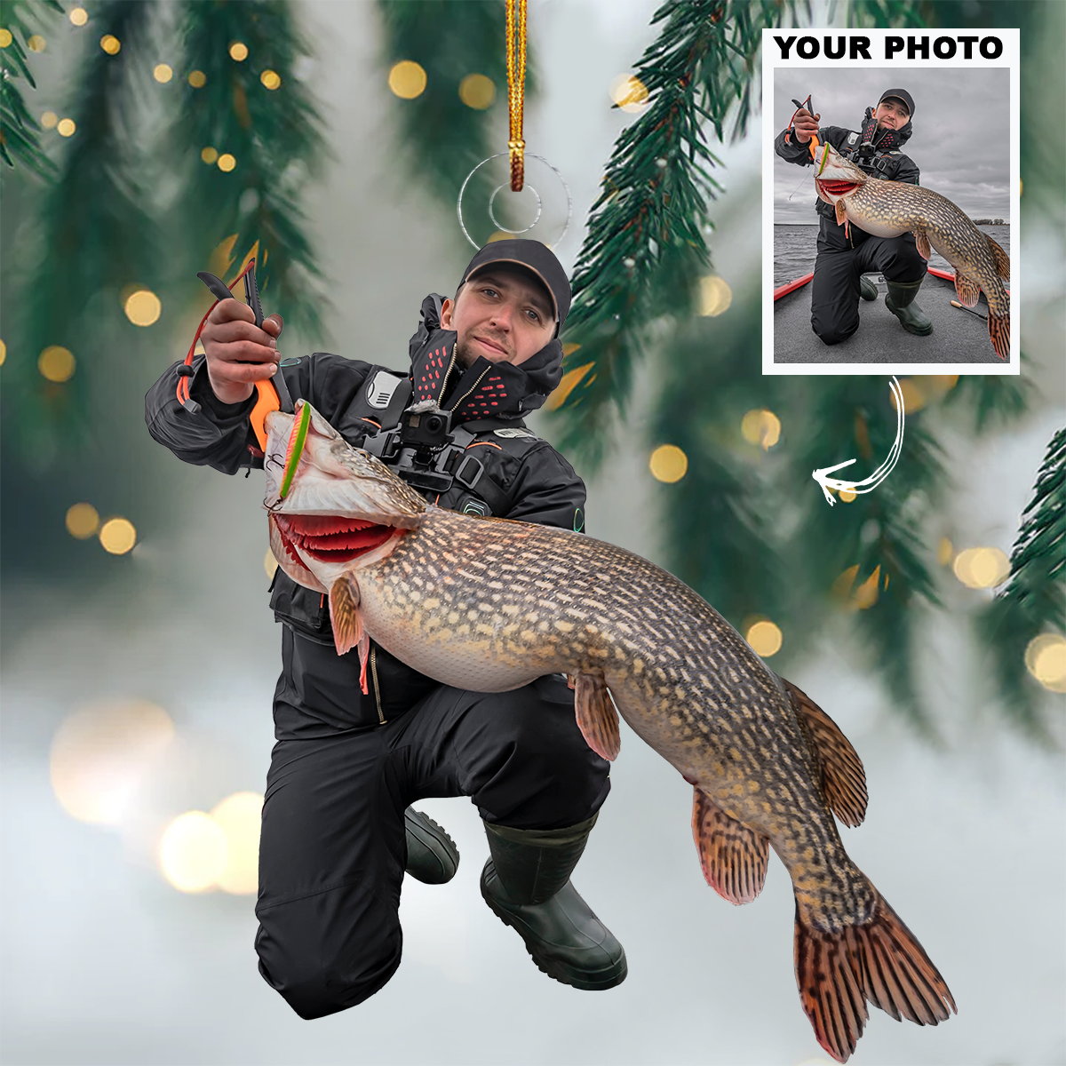 Personalized Photo Fishing Master Ornament Gift For Fishing Lovers - Custom Upload Photo Fisherman
