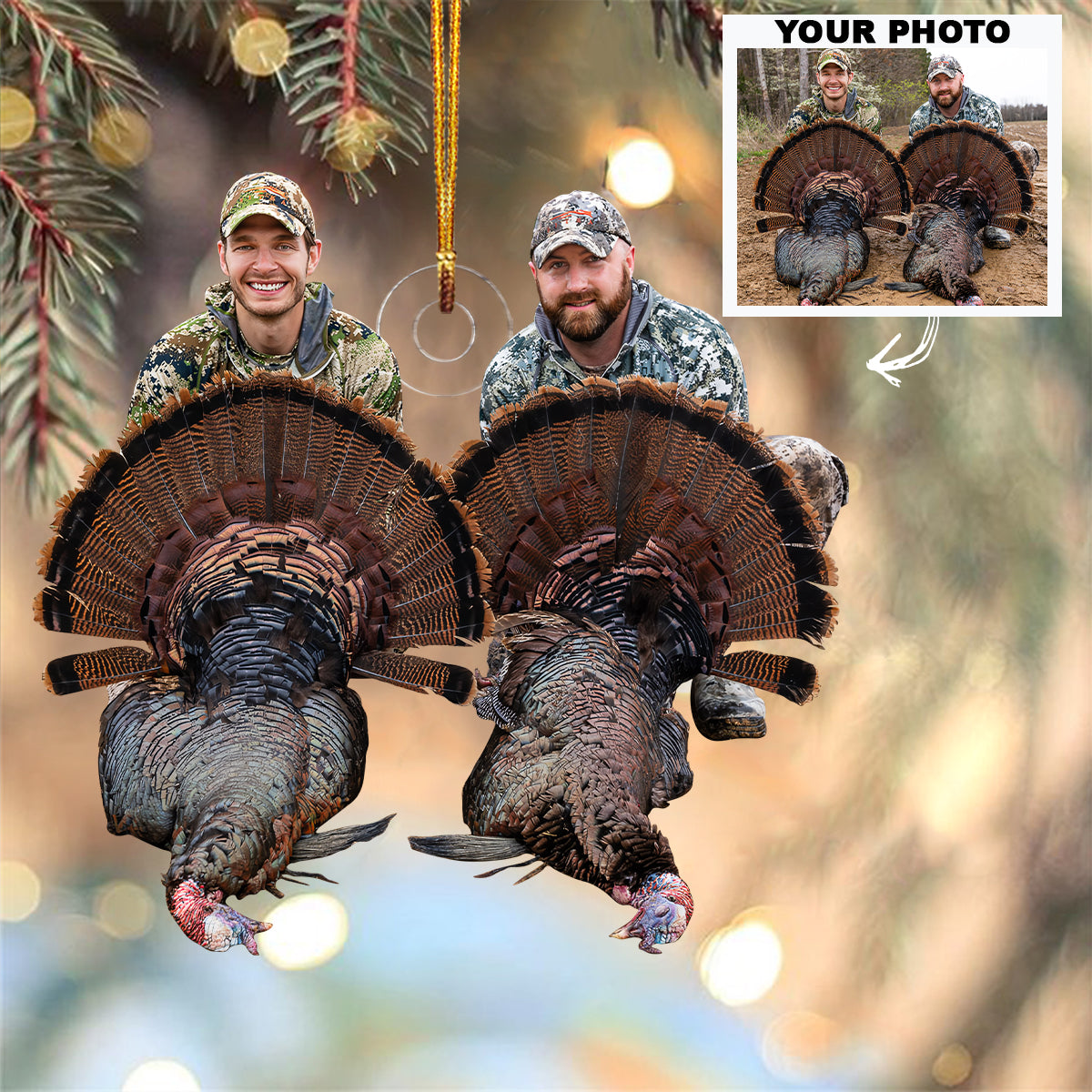 Personalized Photo Wildlife Hunting Turkey Ornament - Personalized Hunting Christmas Ornaments Gift For Hunting Lovers - Hunting Christmas Ornaments Gift For Hunter