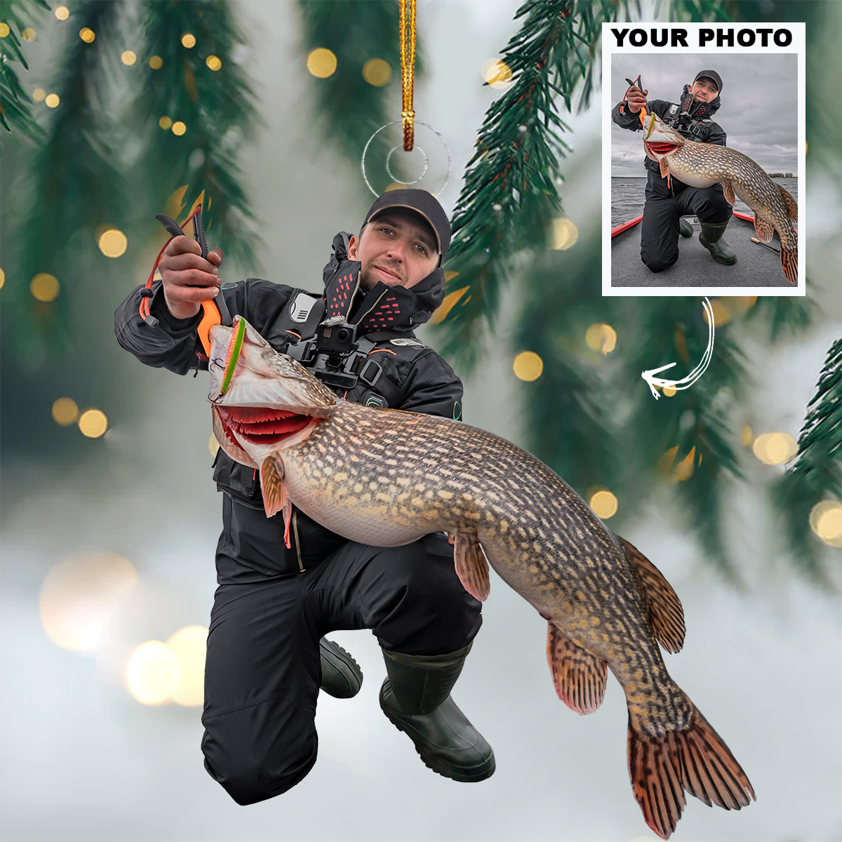 Personalized Photo Ornament Gift For Fishing Lovers - Custom Upload Photo Fisherman For Family