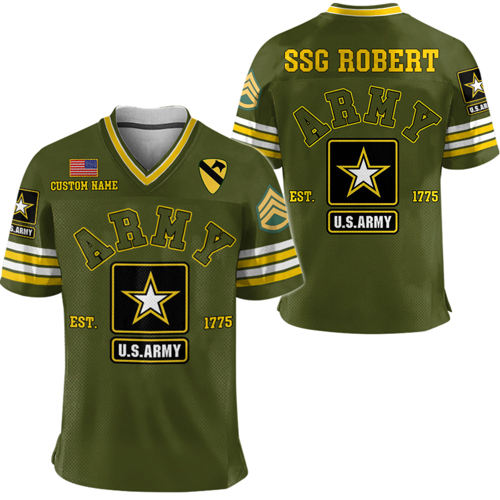 US Military Football Jersey Custom All Branches Rank Division Name For Military Retirement Veteran Dad Grandpa H2511
