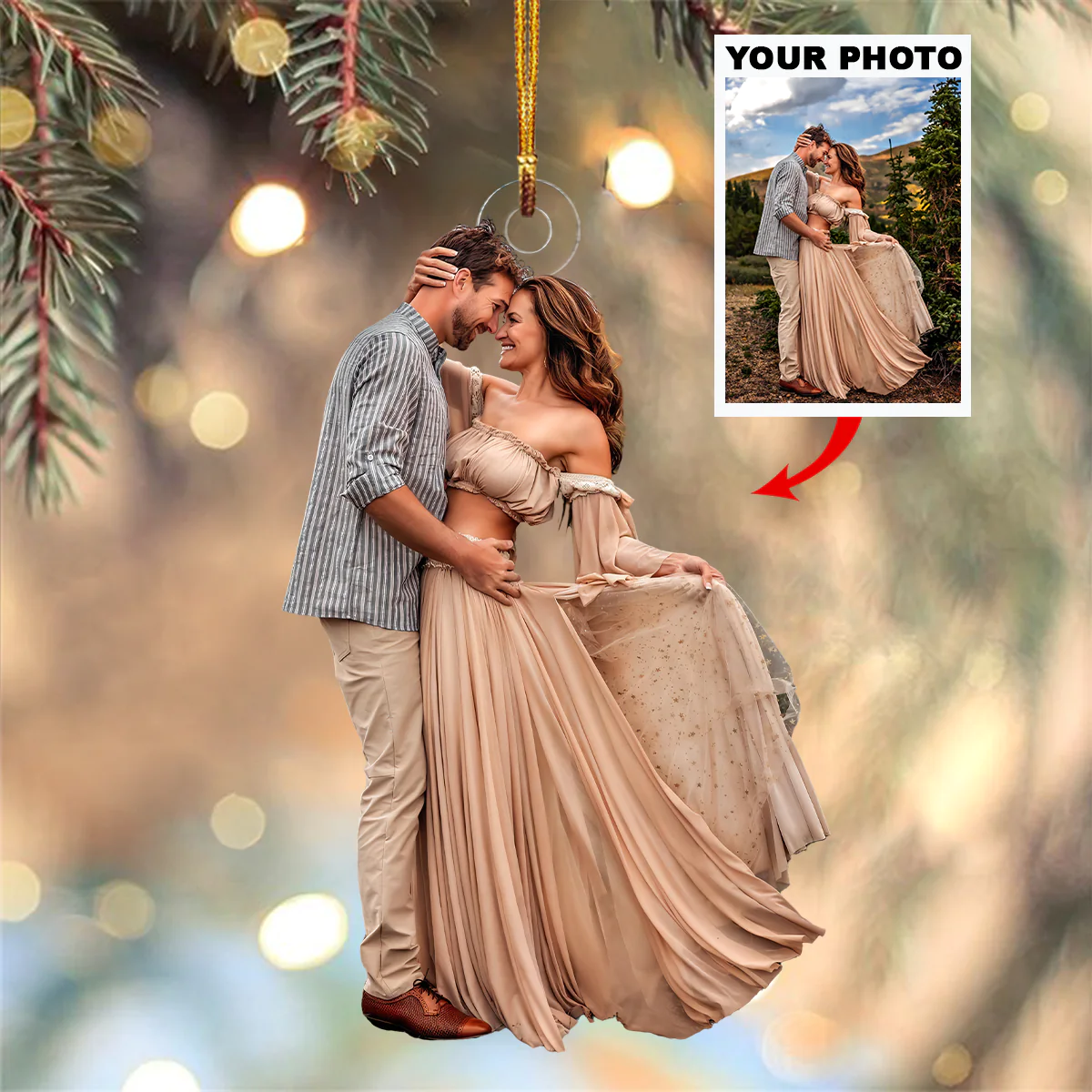 You And Me Couple Ornament - Personalized Photo Mica Ornament - Christmas Gift For Couple, Wife, Husband, Boyfriend, Girlfriend