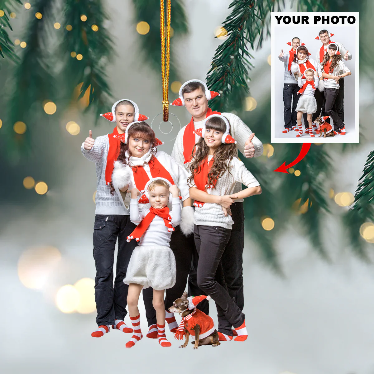 Customized Your Photo Ornament - Personalized Photo Mica Ornament - Christmas Gift For Family Members