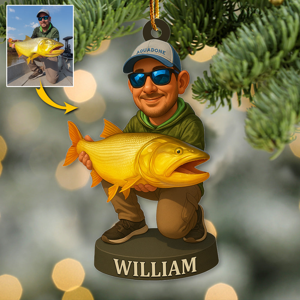 Custom Photo Acrylic Ornament, Personalized Christmas Birthday Fishing, Gifts For Fisherman T1807