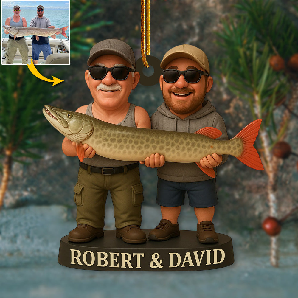 Custom Photo Acrylic Ornament, Personalized Christmas Birthday Fishing, Gifts For Fisherman T1807