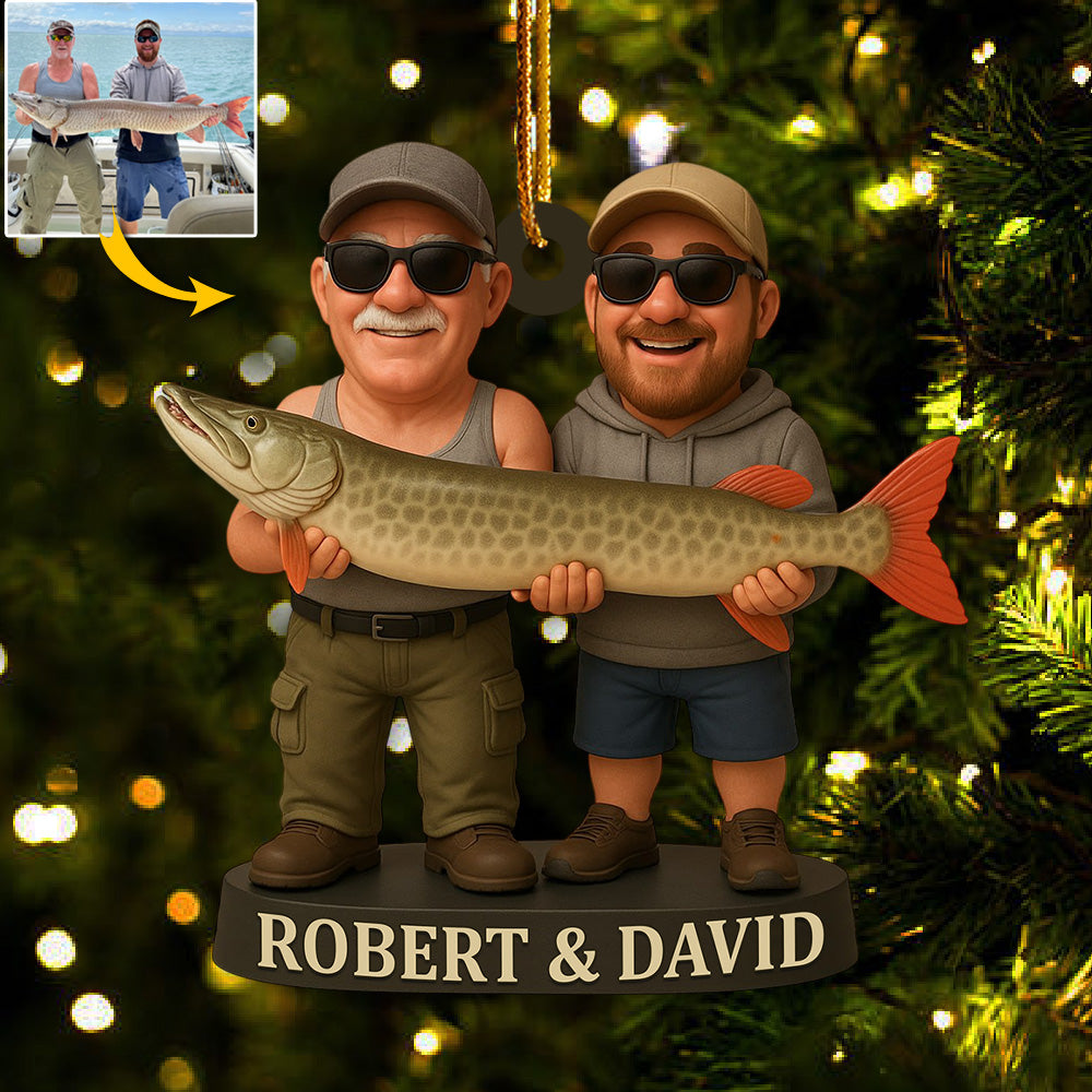 Custom Photo Acrylic Ornament, Personalized Christmas Birthday Fishing, Gifts For Fisherman T1807