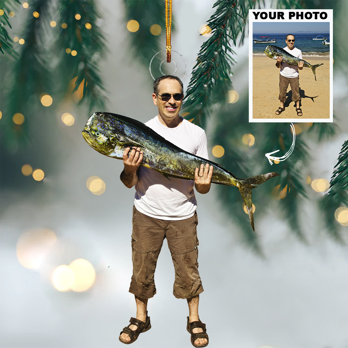 Personalized Photo Fishing Master Ornament Gift For Fishing Lovers - Custom Upload Photo Fisherman
