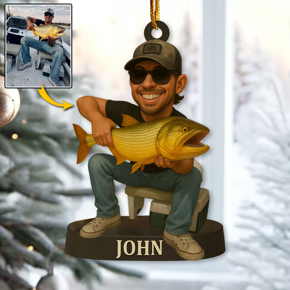 Custom Photo Acrylic Ornament, Personalized Christmas Birthday Fishing, Gifts For Fisherman T1807