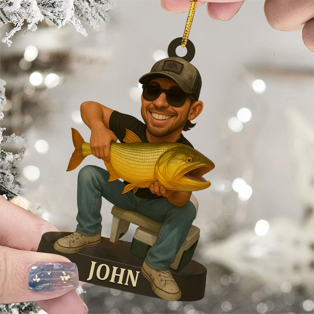 Custom Photo Acrylic Ornament, Personalized Christmas Birthday Fishing, Gifts For Fisherman T1807