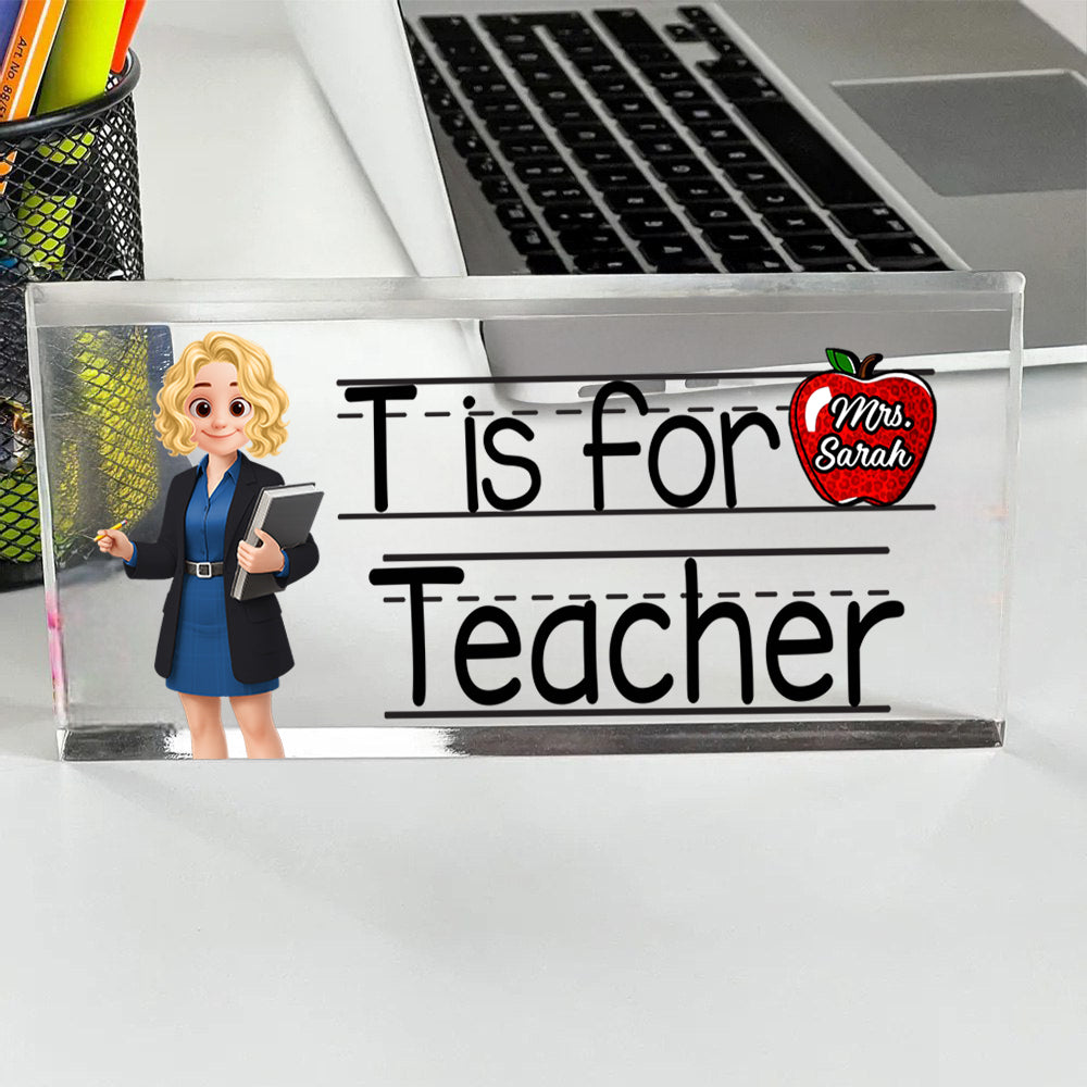 Teacher Personalized Acrylic Desk Name Plate Custom Your Title Gift For Teacher