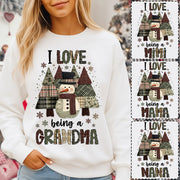 I Love Being Grandma Shirt - Personalized 2D Patchwork Snowman Sweatshirt For Grandmas NA04