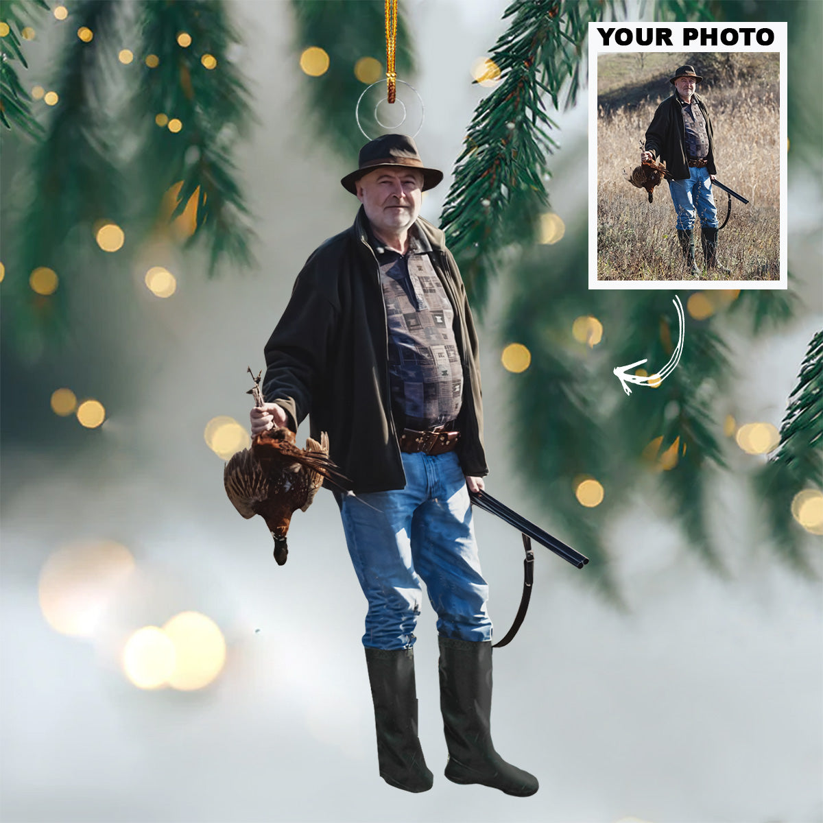 Custom Photo Bird Hunting - Personalized Master Hunter Photo Ornament - Customized Your Photo Ornament - Christmas Gift For Hunting Lovers, Bird Hunters
