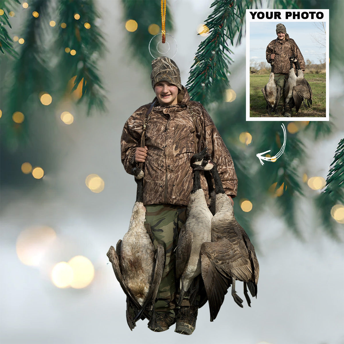 Photo Ornament Gift For Hunting Lovers - Custom Upload Photo Deer Hunting Lovers