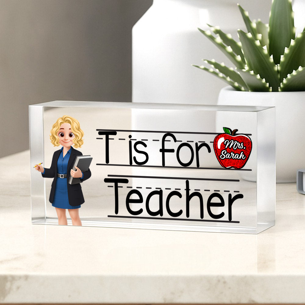 Teacher Personalized Acrylic Desk Name Plate Custom Your Title Gift For Teacher