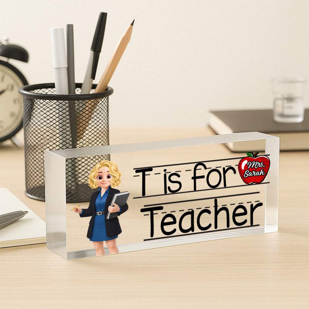 Teacher Personalized Acrylic Desk Name Plate Custom Your Title Gift For Teacher